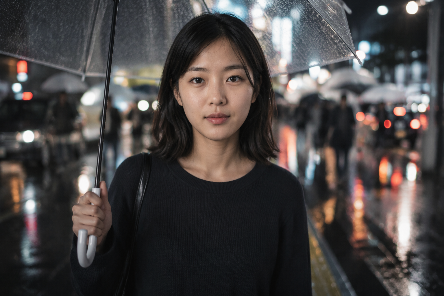 Same face, new location — rainy Tokyo night example
