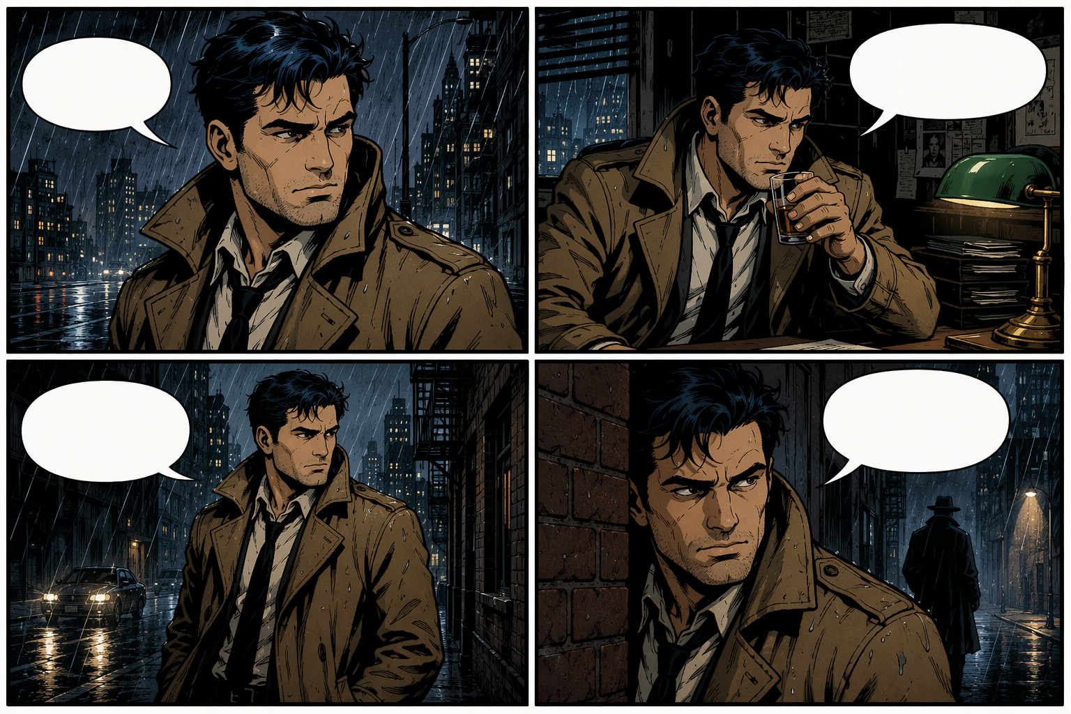 Finished multi-panel comic layout sample
