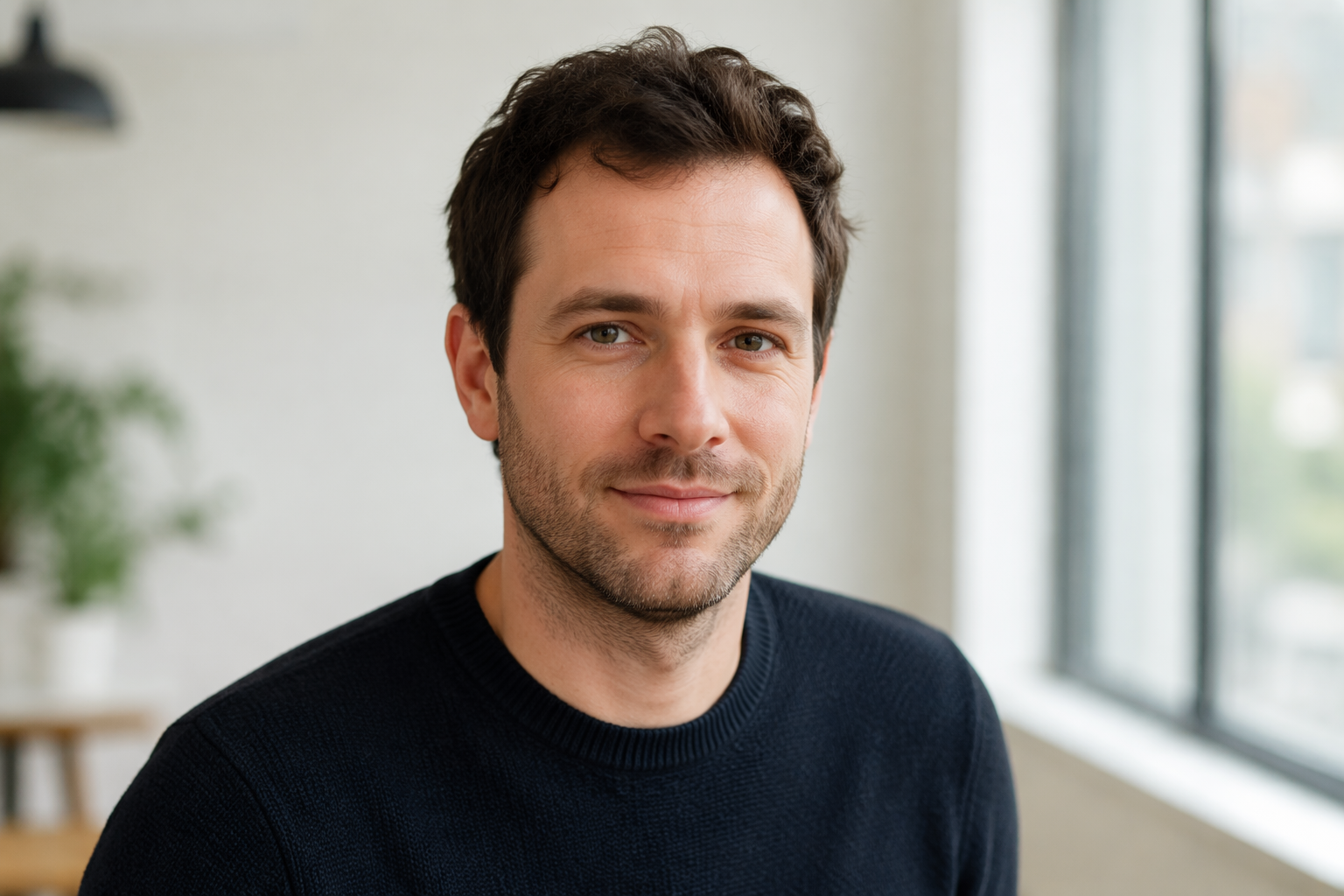 Founder window-light portrait