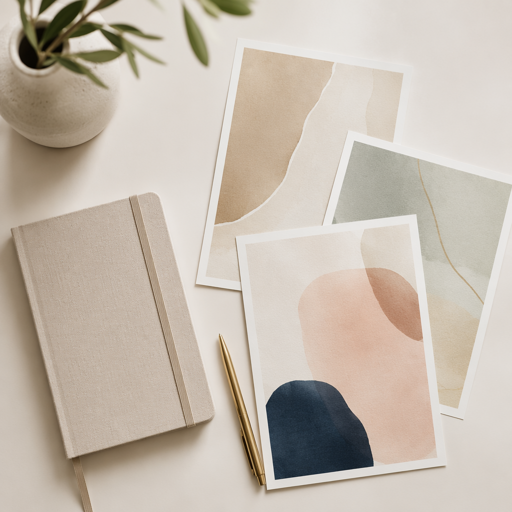 Planning AI image campaign on desk