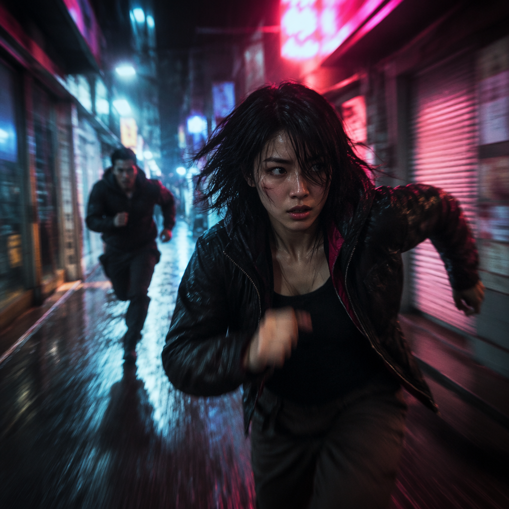 Neon alley action motion still